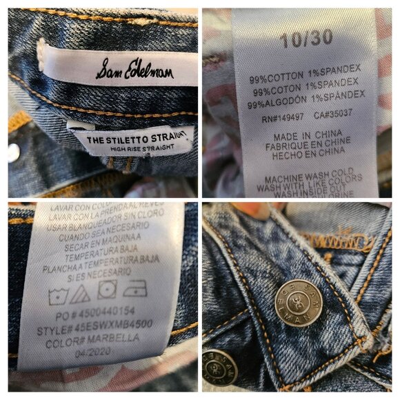 Sam Edelman The Stiletto Straight High Rise Jeans 10/30 Stretch Raw Hem - Picture 10 of 10